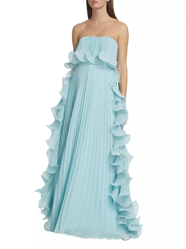Badgley Mischka Strapless Pleated Ruffle Gown 3