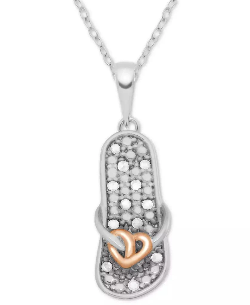 Macy
s Diamond Two-Tone Flip-Flop Sandal 18" Pendant Necklace (1/10 ct. t.w.) in Sterling Silver 
18k Rose Gold-Plate
