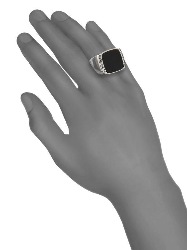 John Hardy ID Silver Black Jade Signet Ring