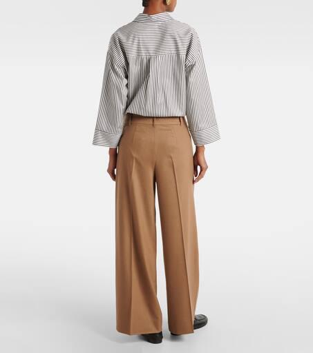 パンツ MAX MARA 24FW Ecru Carmen Wool Straight Pants CARMEN 022 Max Mara Carmen wool flannel wide-leg pants 40 - Leggings