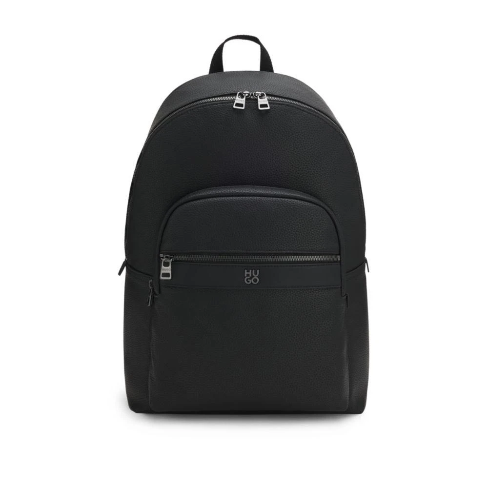 Hugo Boss Grained backpack with stacked-logo trim