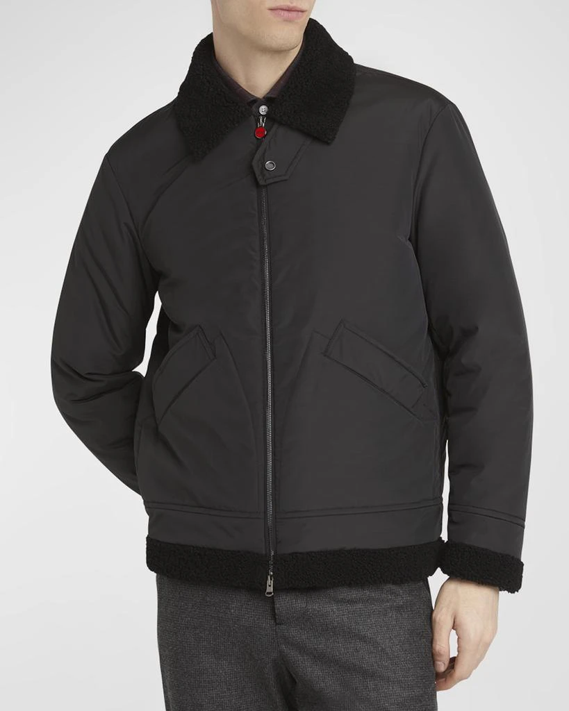 Kiton Men's Shearling-Trim Bomber Jacket 6