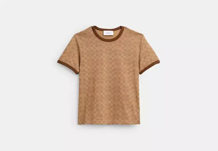 Coach Signature Ringer T-Shirt In Organic Cotton