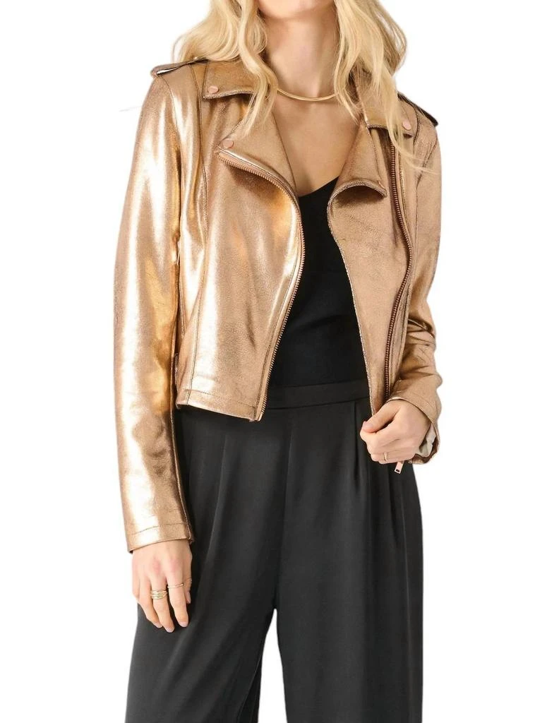 Black Tape Moto Metallic Jacket In Rose Gold 1