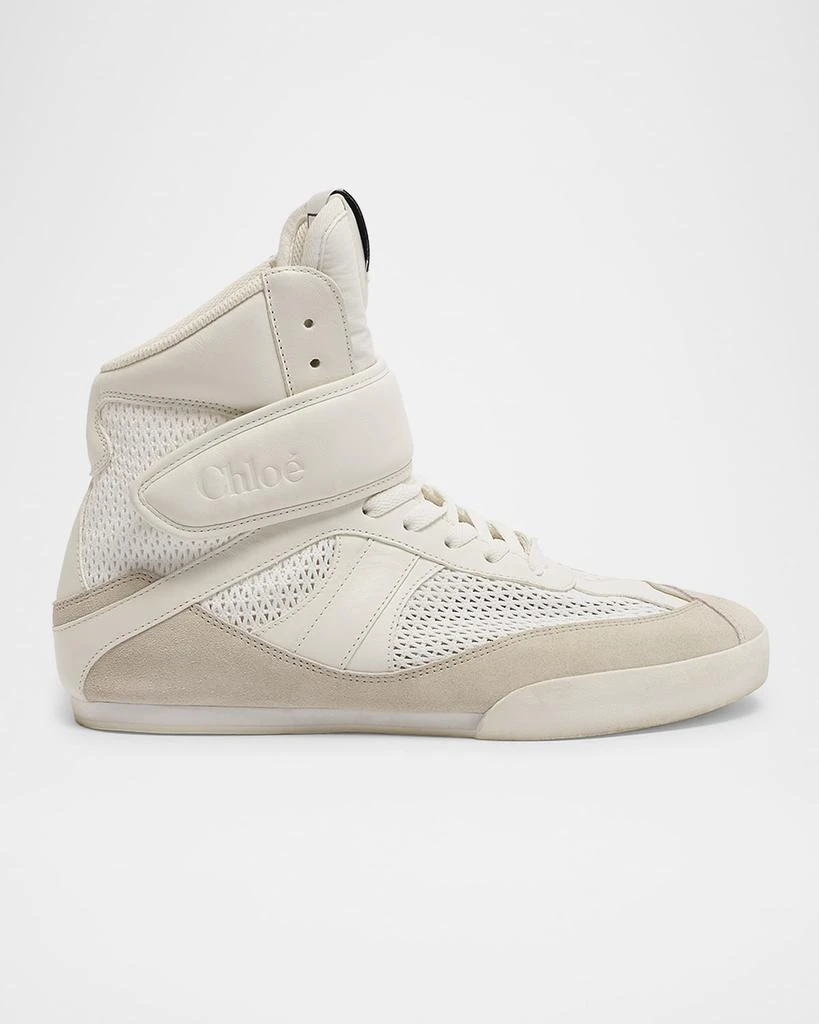 Chloé Kick High-Top Mesh Leather Sneakers 1