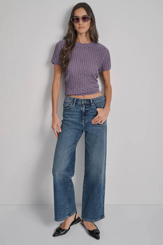 DKNY OPEN STITCH CREW NECK SHORT SLEEVE SWEATER 7