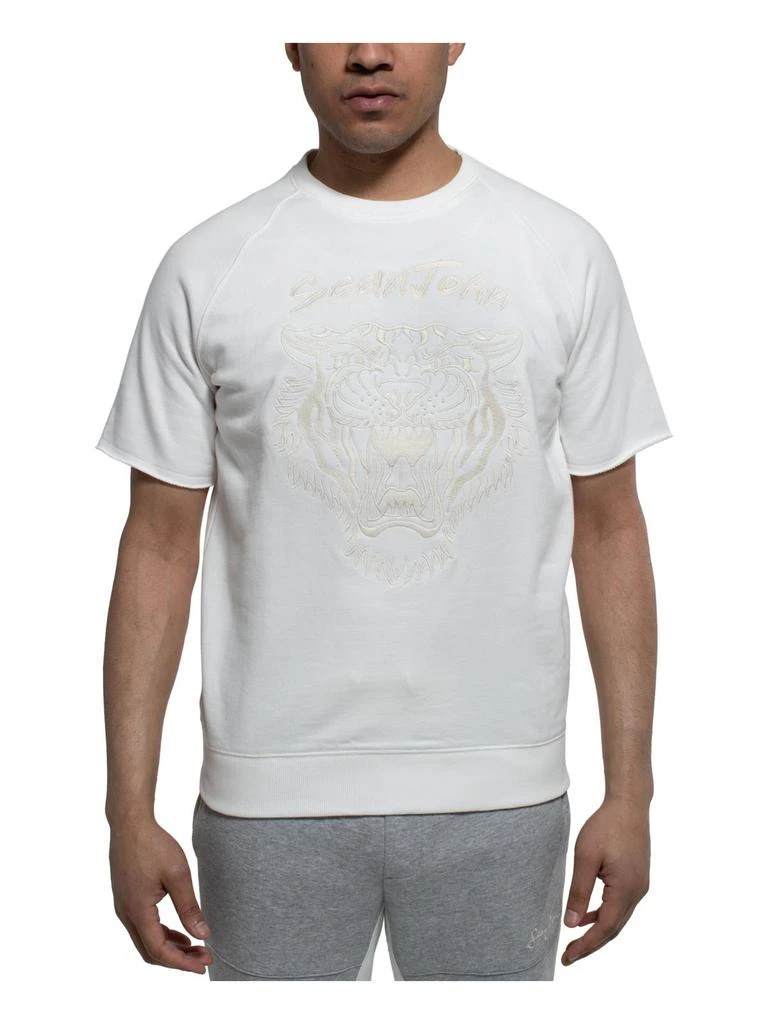 Sean John Mens Embroidered Short Sleeve Crew Sweatshirt 1