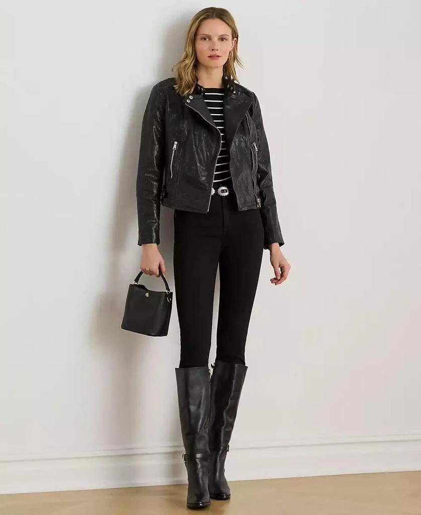 Ralph Lauren Women's Tumbled Leather Moto Jacket 5