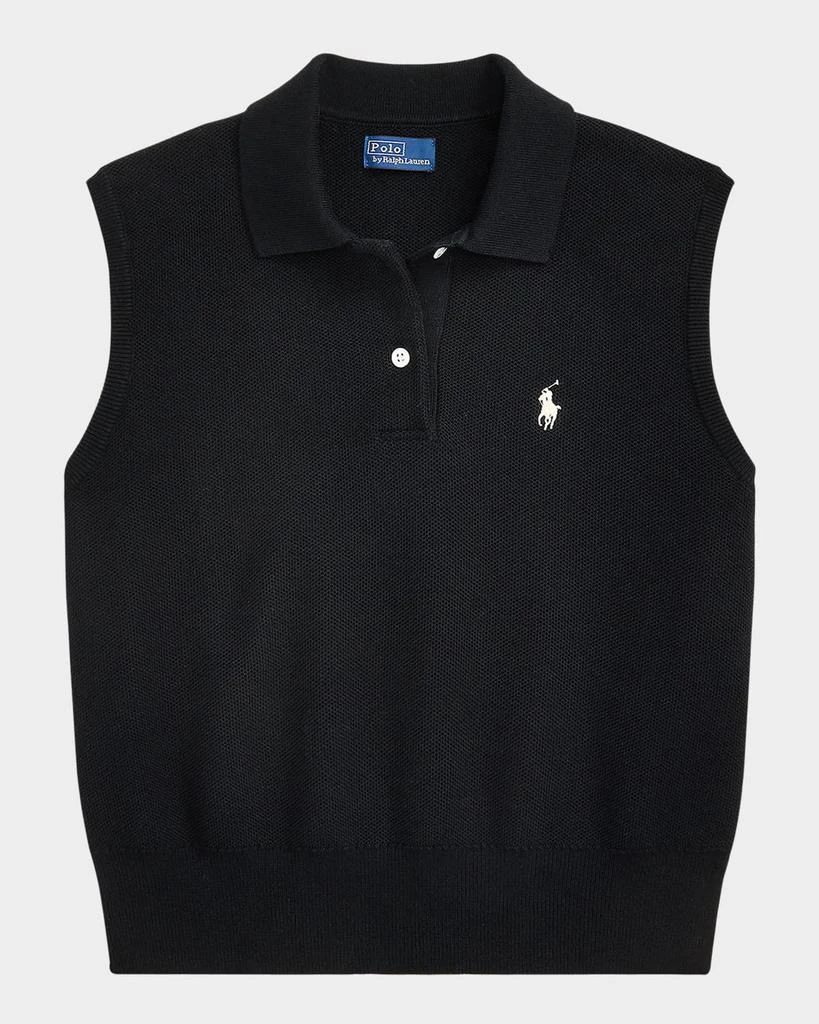Ralph Lauren Cotton Cropped Sleeveless Polo Sweater 1
