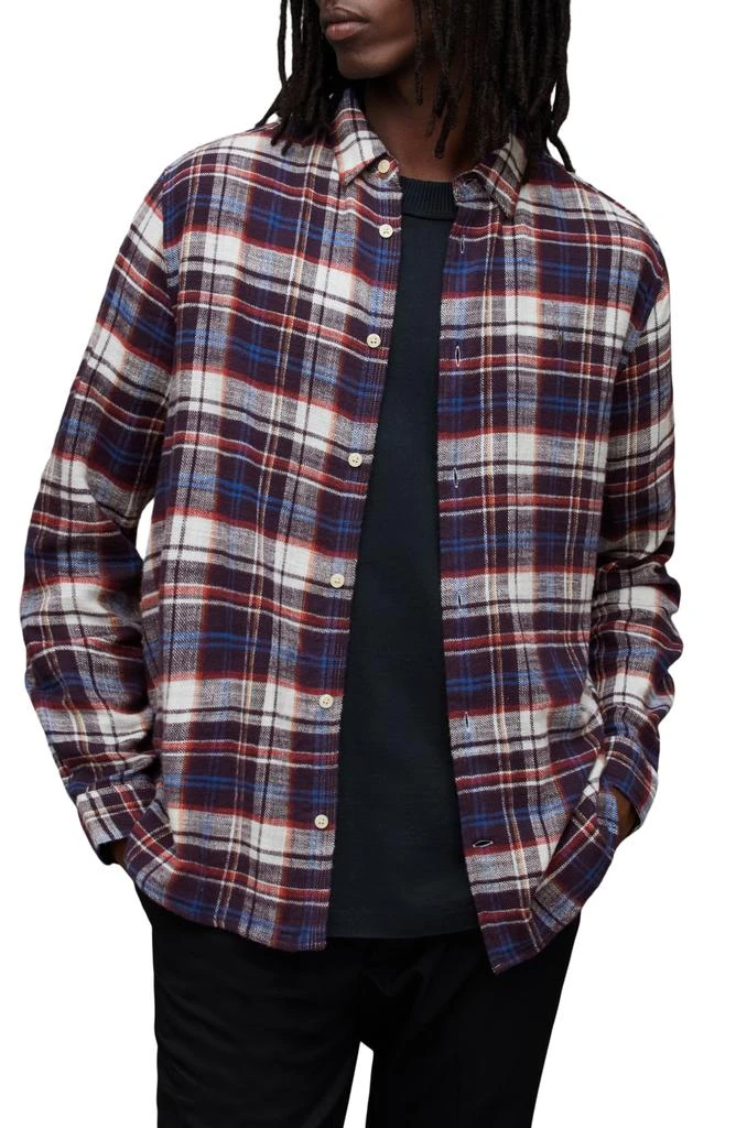 ALL SAINTS Lakeshort Plaid Flannel Button-Up Shirt 7