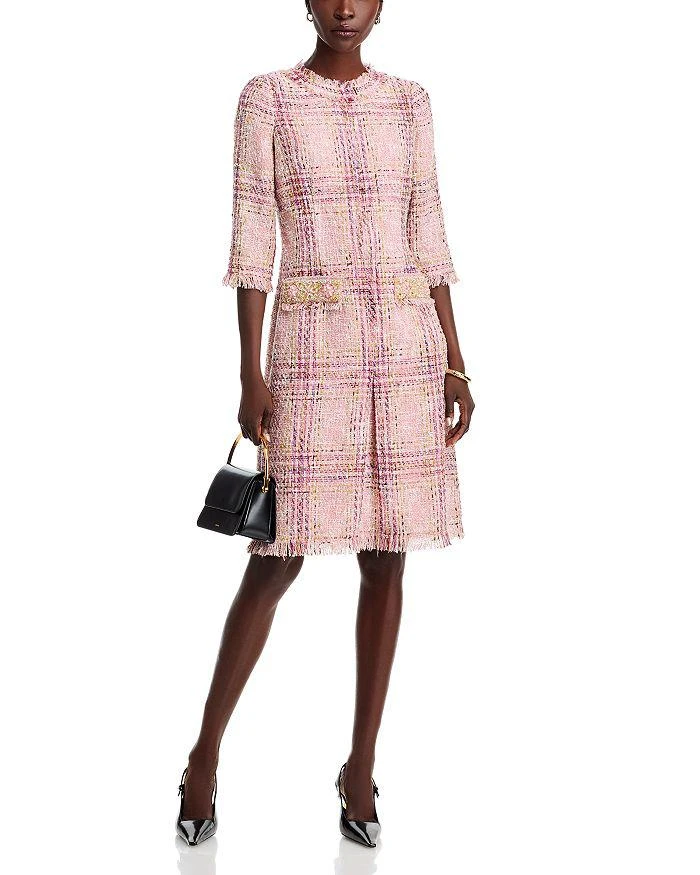 Teri Jon Plaid Pattern Tweed Dress 3