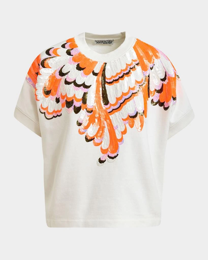 Essentiel Jolies Embellished Short-Sleeve Sweatshirt