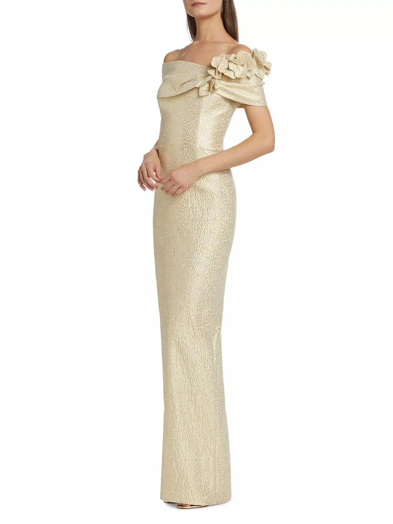Teri Jon Off-the-Shoulder Jacquard Column Gown 2