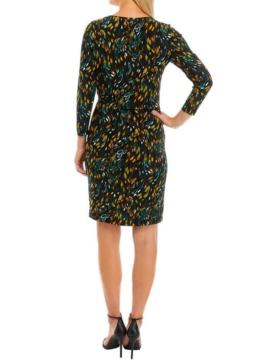 Kasper Womens 3 4 Sleeve Side Tie Printed Dress 2