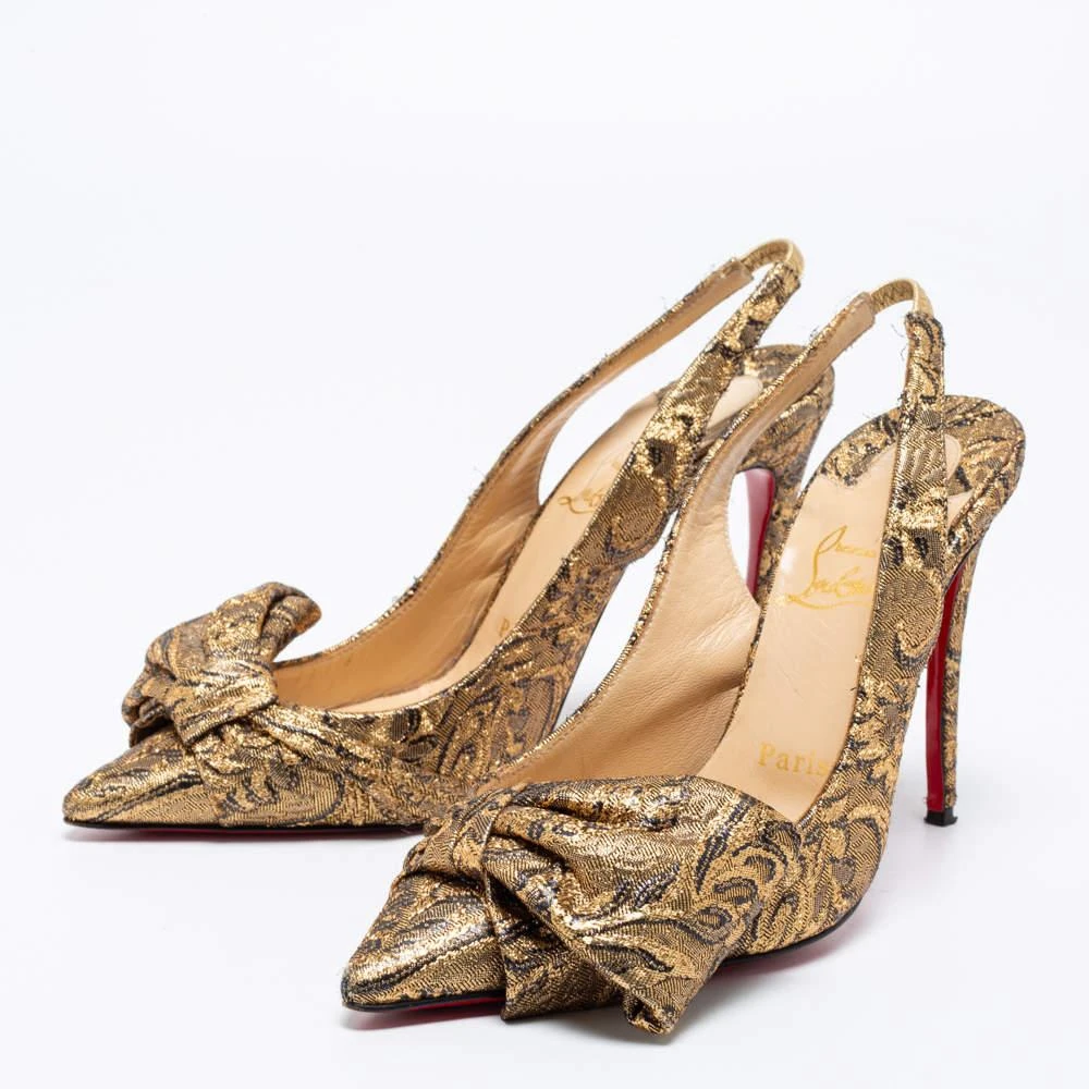 Christian Louboutin Christian Louboutin Gold Brocade Fabric Kirazissimo Slingback Sandals Size 37.5 2