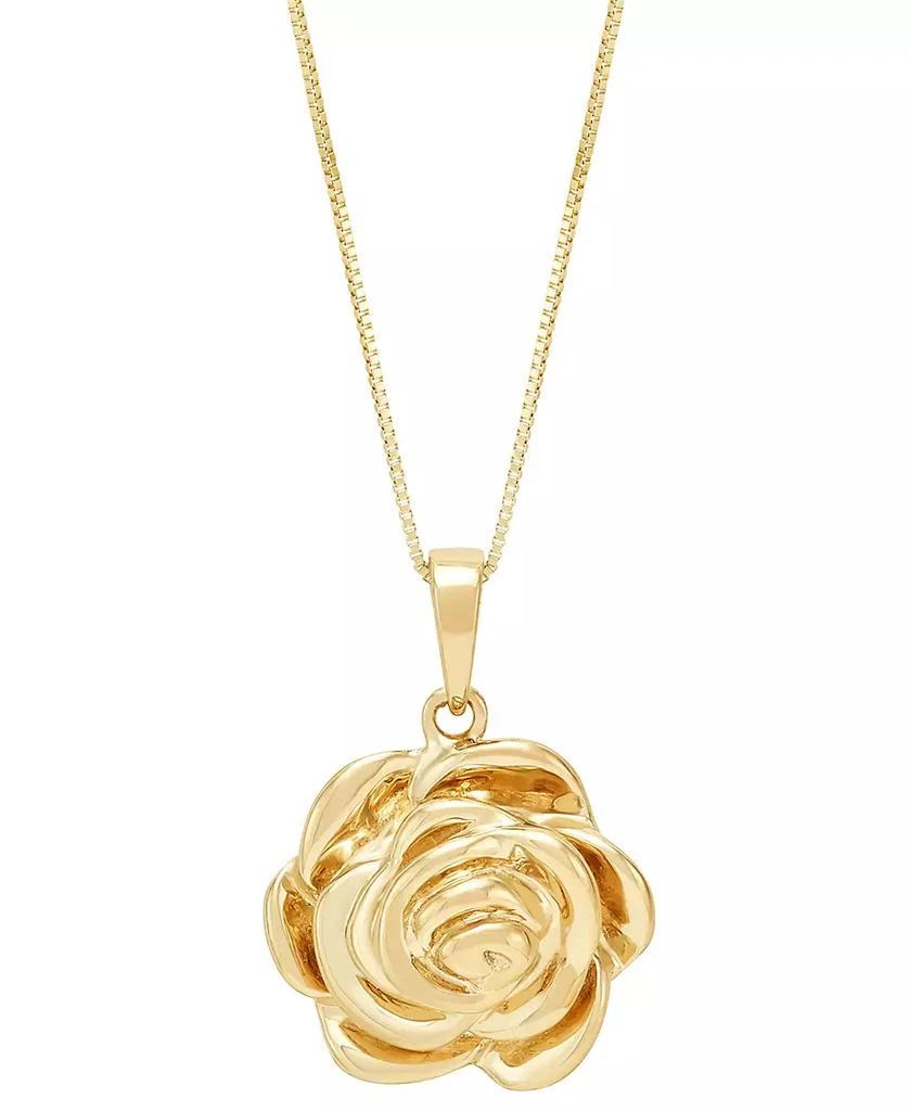 Macy
s Polished Rose Three Dimensional 18" Pendant Necklace in 14k Gold