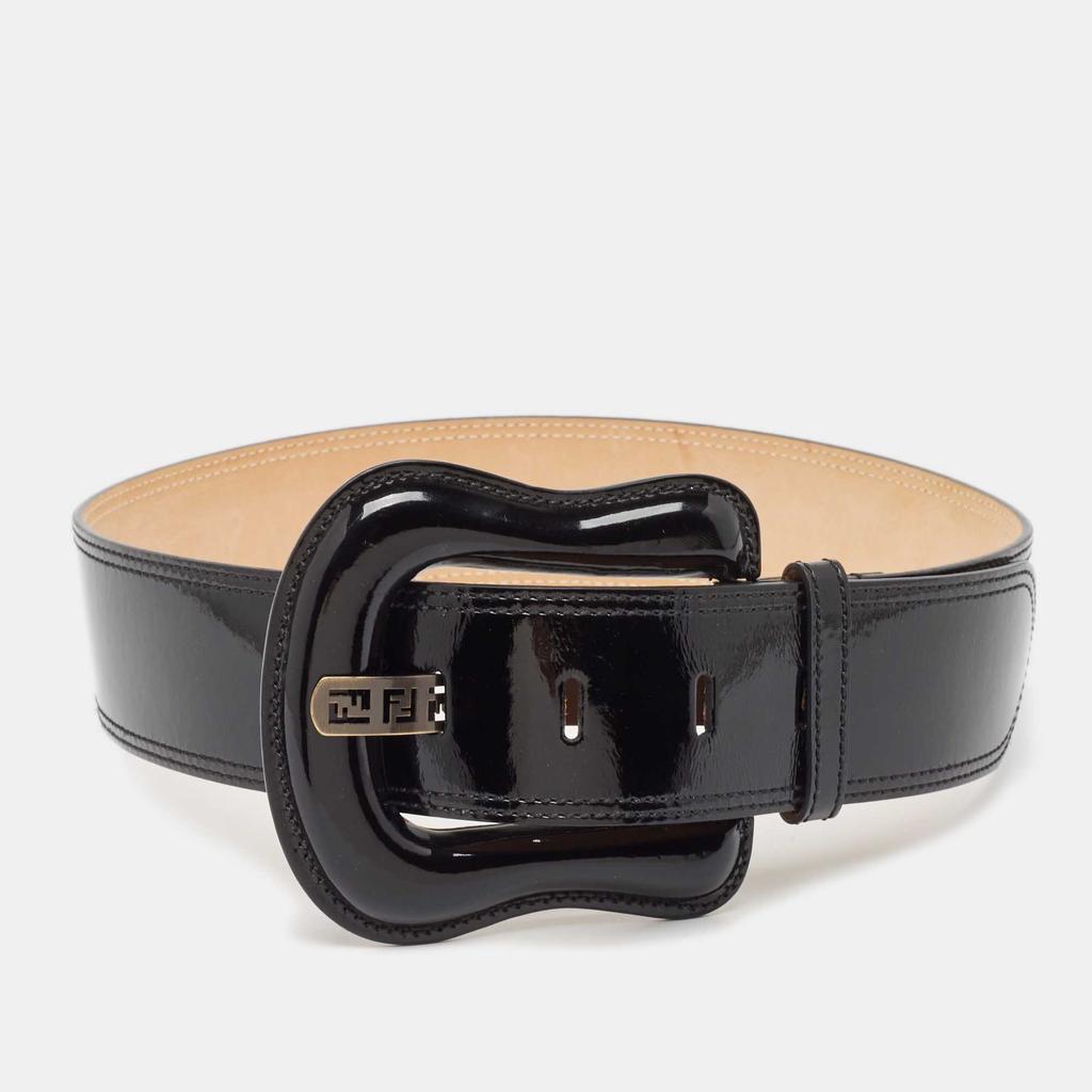 Fendi Fendi Black Patent Leather Wide Buckle Belt 90 CM