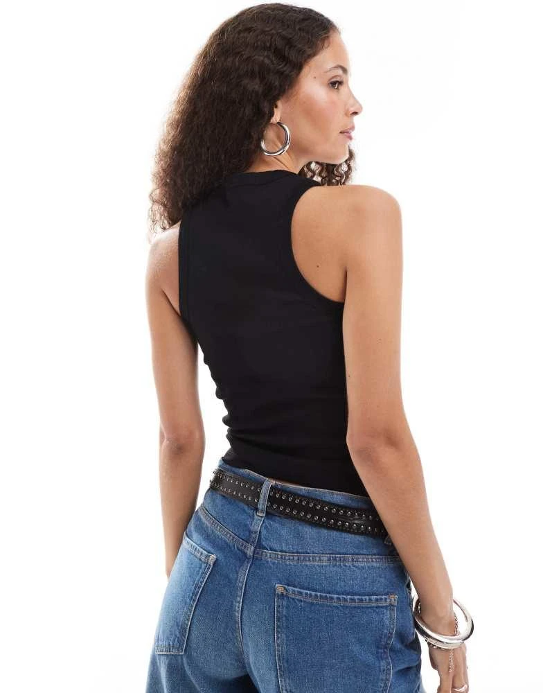 COLLUSION COLLUSION ribbed racer vest in black 3