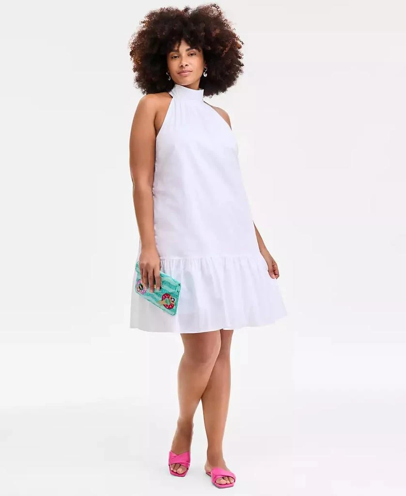 On 34th Trendy Plus Size Bow-Back Tiered Mini Dress, Exclusively at Macy's 1