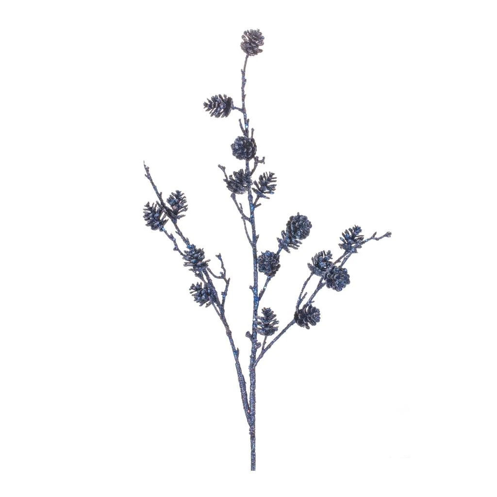 Melrose International Pine Cone Twig Spray (Set of 6) - Blue, Silver