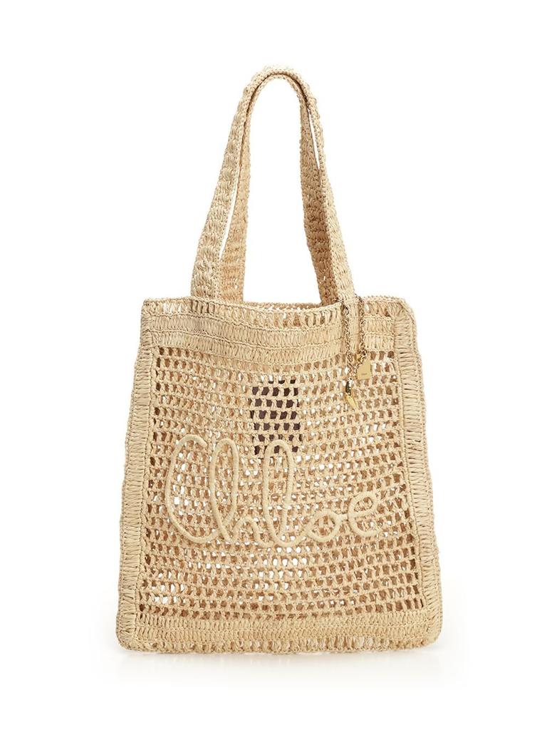 Chloé TWO-TONE RUBBER AND LEATHER SMALL WOODY SHOPPING BAG