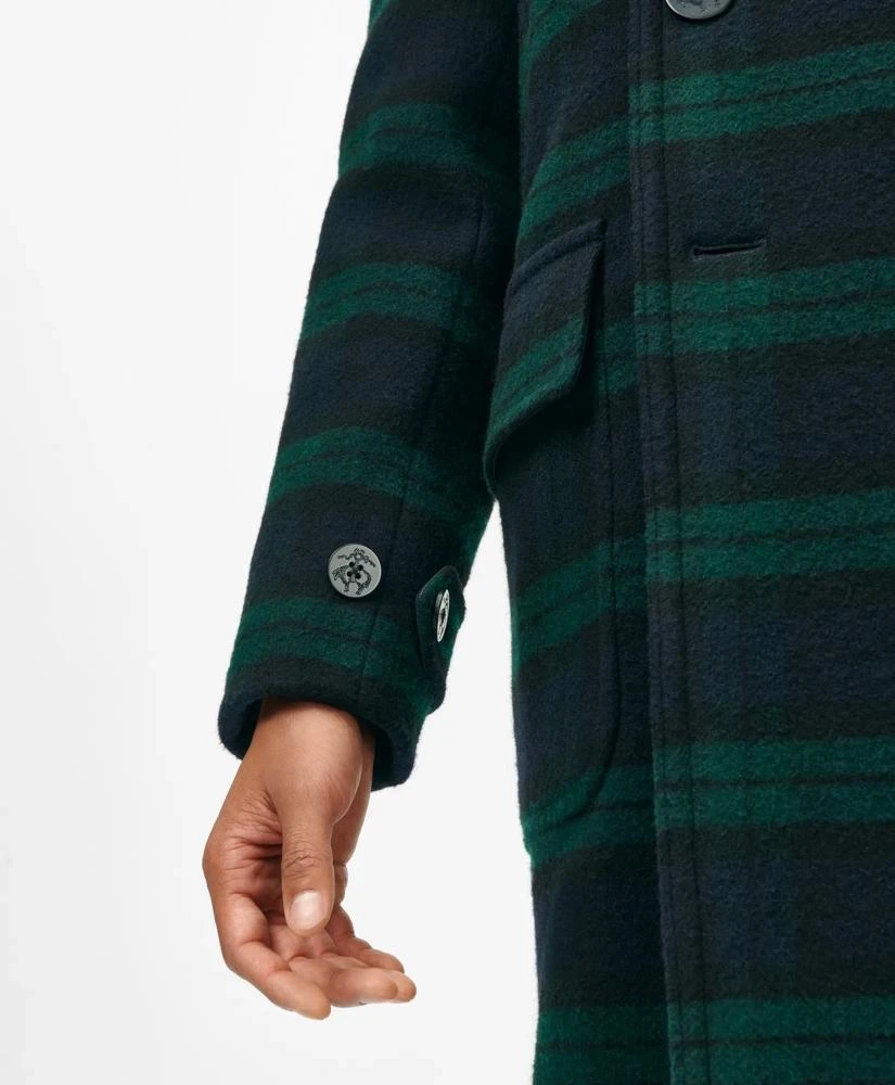 Brooks Brothers Wool Double-Breasted Black Watch Overcoat 6