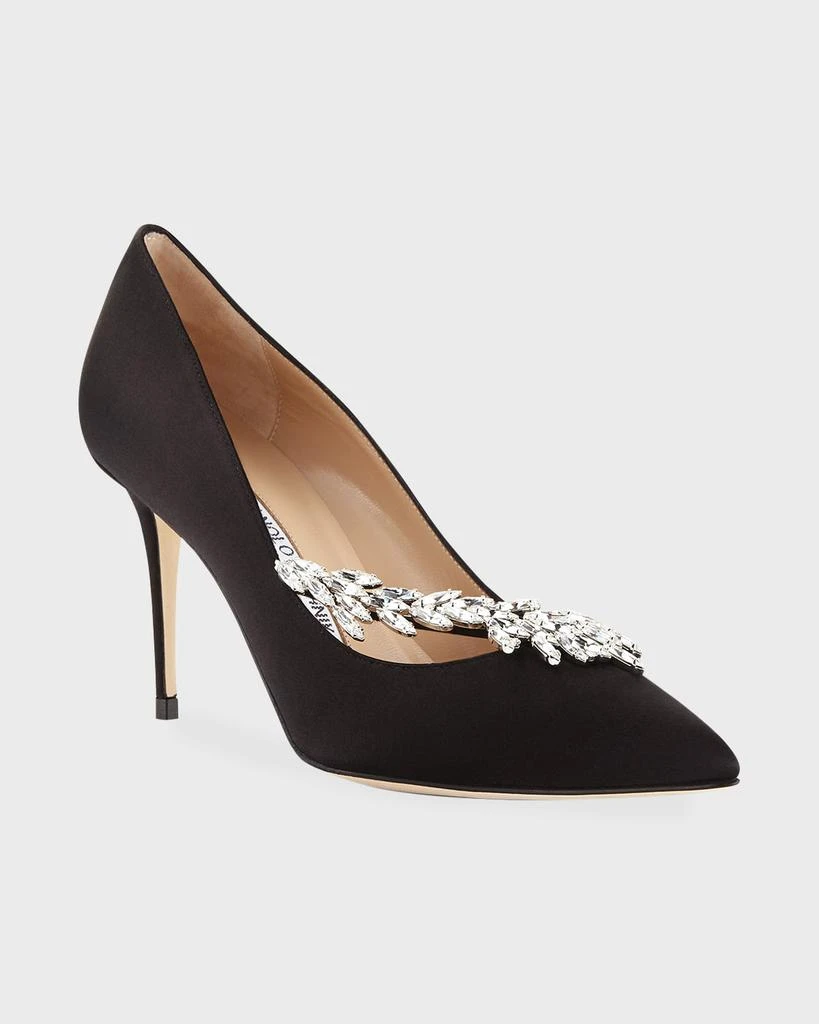 Manolo Blahnik Nadira Jeweled Satin 90mm Pump 2