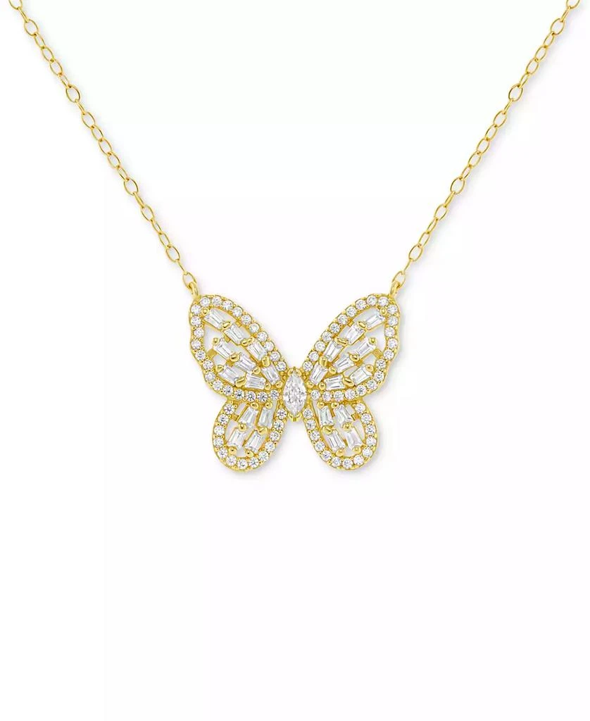 Holiday Lane Cubic Zirconia Butterfly Pendant Necklace in 18k Gold-Plated Sterling Silver, 16" + 2" extender, Created for Macy's 3