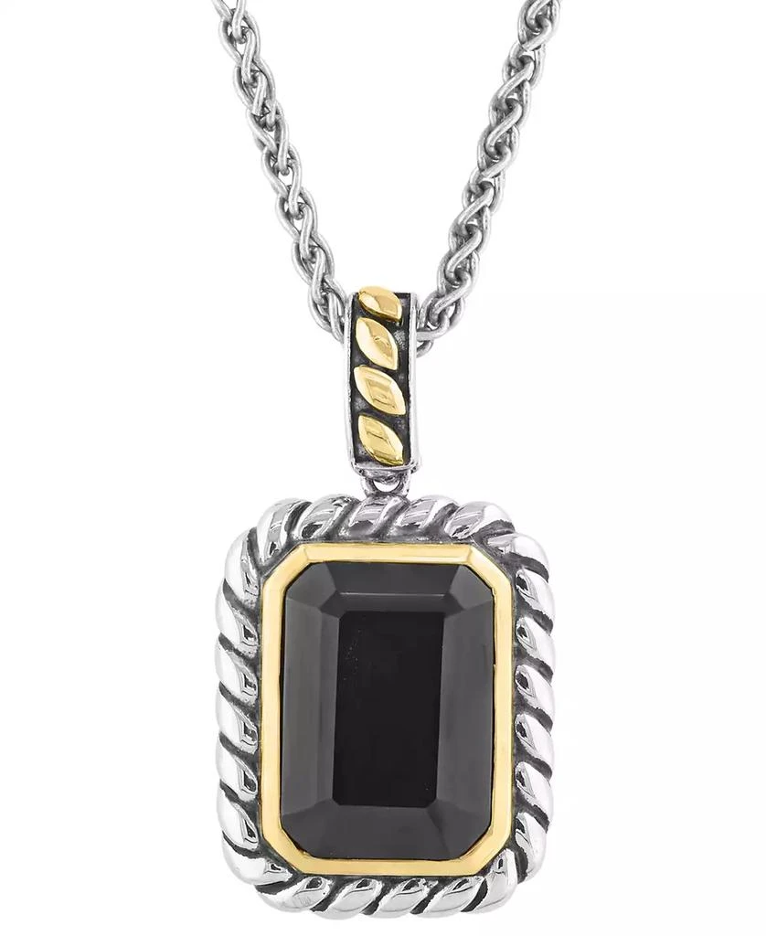Effy EFFY® Onyx Rope-Framed 18" Pendant Necklace in Sterling Silver 
14k Gold-Plate