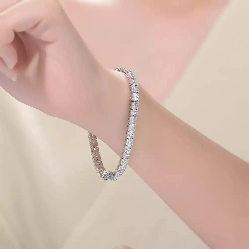 Rachel Glauber White Gold Plated with Clear Cubic Zirconias Tennis Bracelet 2