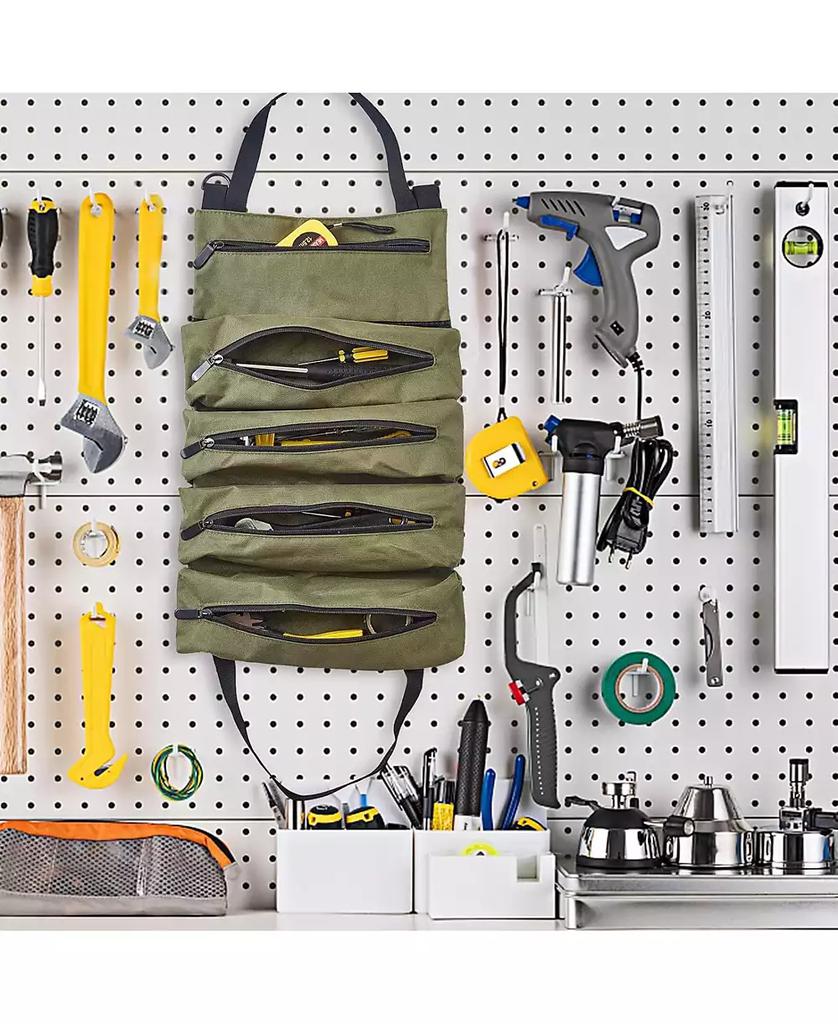 XDOVET Tool Bag Roll Up,Heavt Duty Tool Organizer Portable Tool Storage Bags Waterproof Oxford Cloth-Zipper Pouch for Men Mechanic, Electricians, Repairman