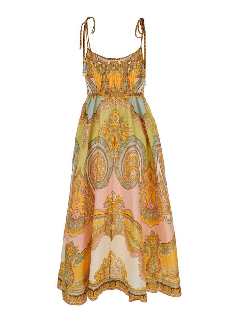 Zimmermann 'Maxine' Multicolor Dress With All-Over Graphic Print In Linen Woman