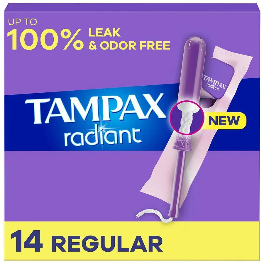 Tampax Radiant Tampons with BPA-Free Plastic Applicator and LeakGuard Braid No scent 1