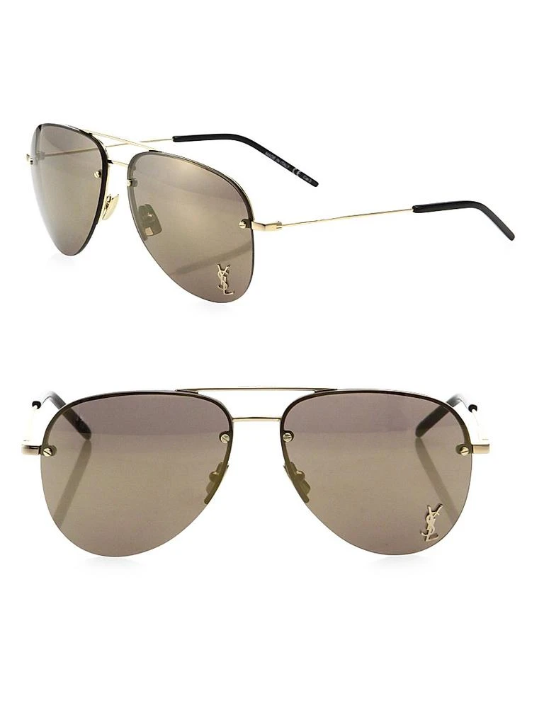 Yves Saint Laurent Monogram 59MM Mirrored Aviator Sunglasses 1