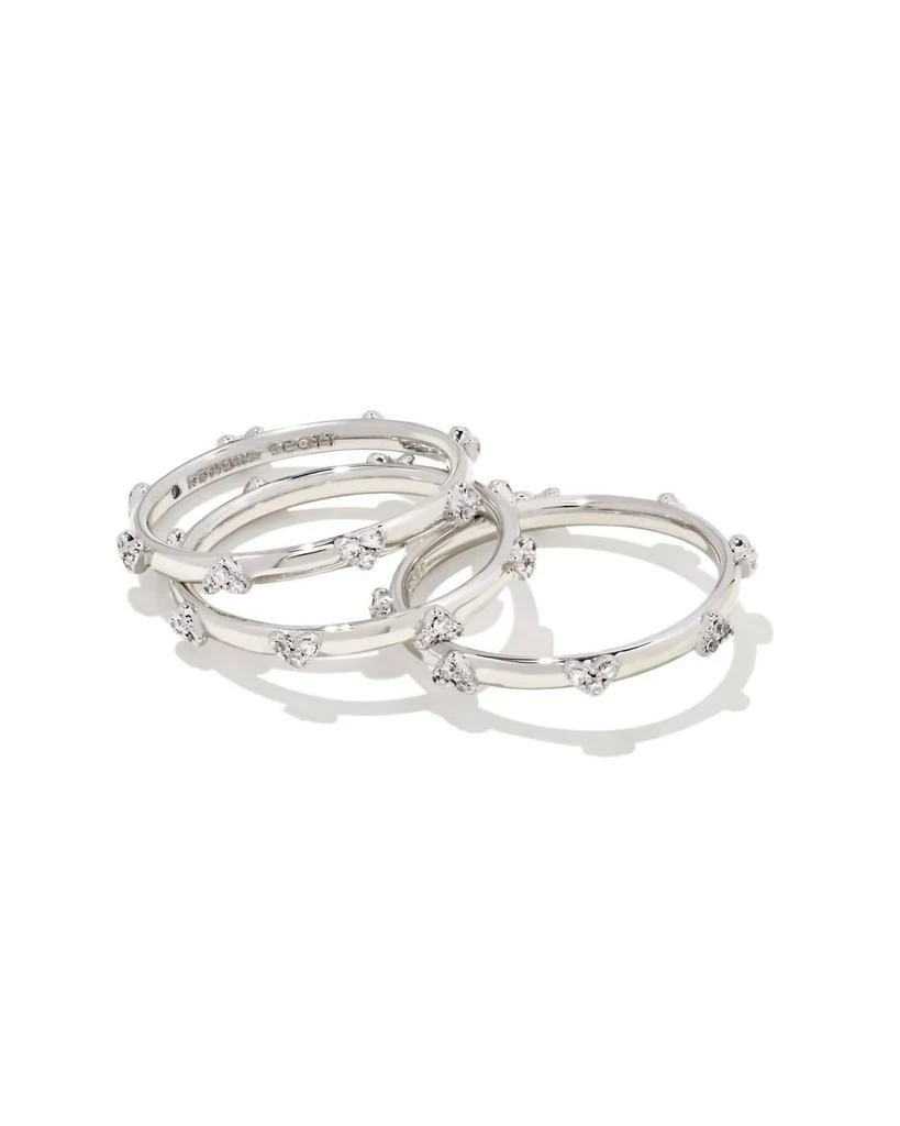 Kendra Scott Women
s Haven Crystal Heart Rings - 3 Set In Silver/white