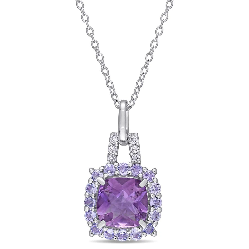 Mimi & Max 2 1/3ct TGW Amethyst Tanzanite and Diamond Accents Pendant with Chain in Sterling Silver 1