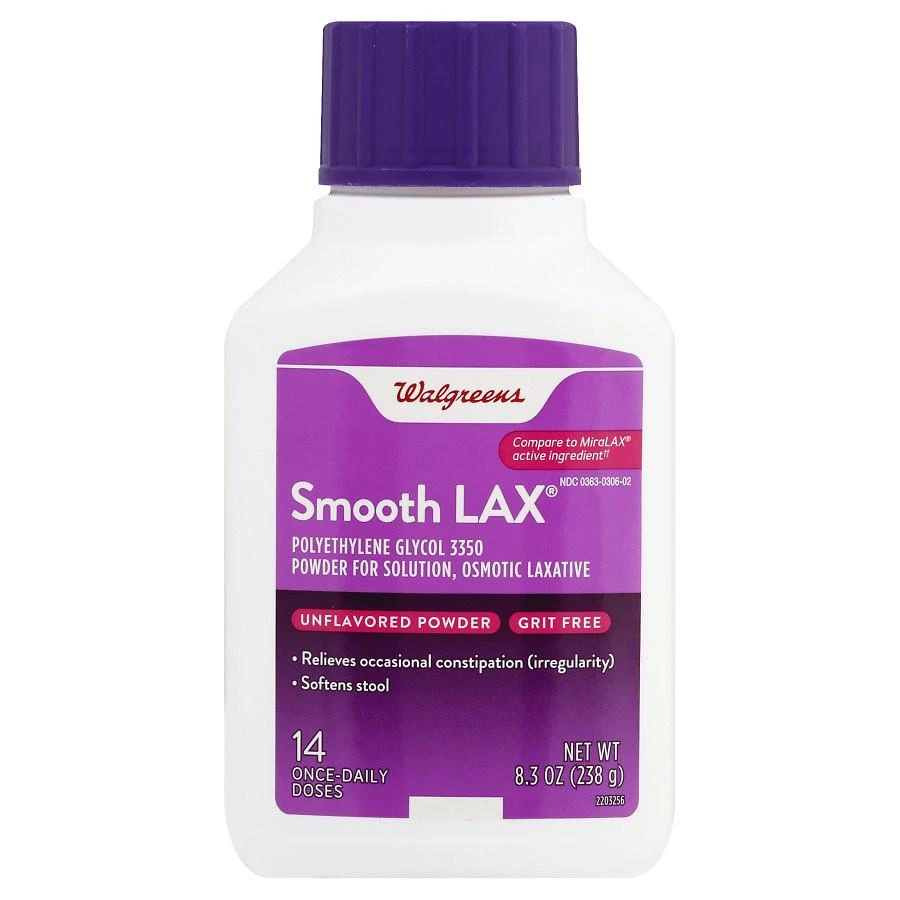 Walgreens SmoothLax Polyethylene Glycol 3350 Powder for Solution, Laxative 14 Day 1