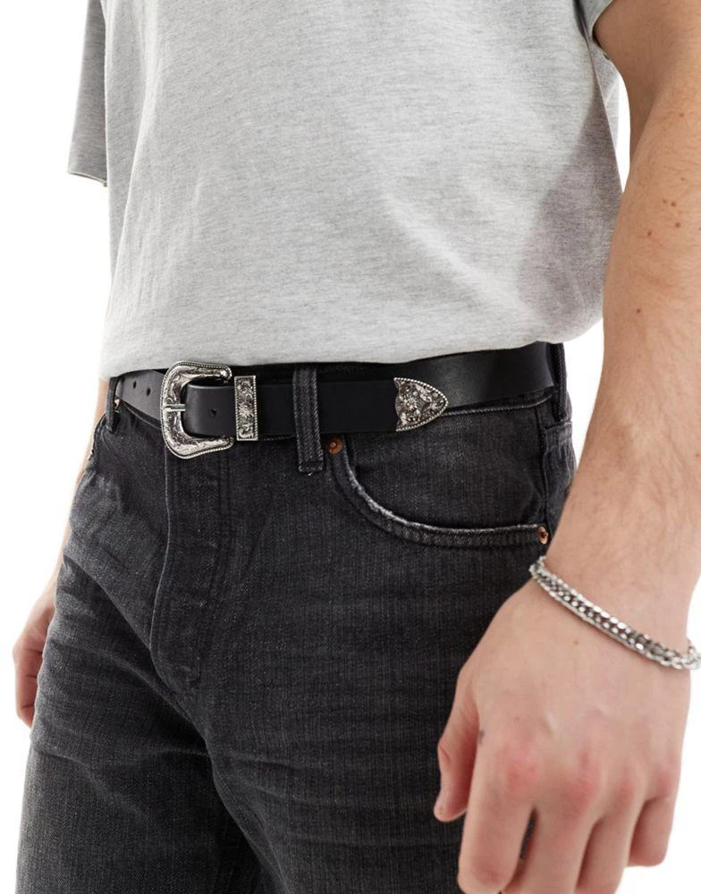 ASOS ASOS DESIGN belt in black faux leather 4