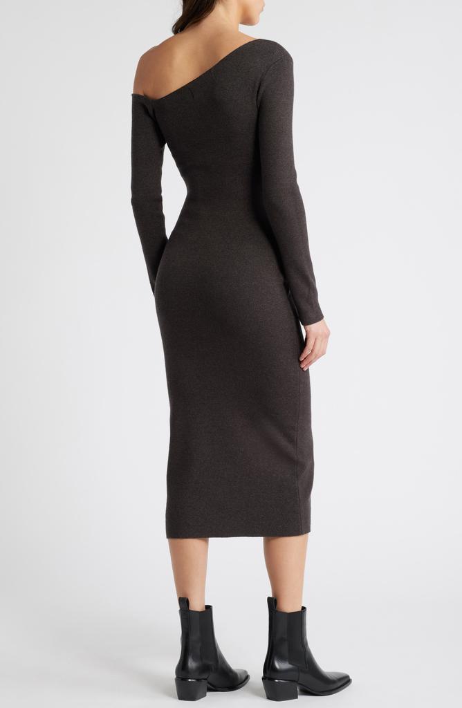 Charles Henry One-Shoulder Long Sleeve Sweater Dress