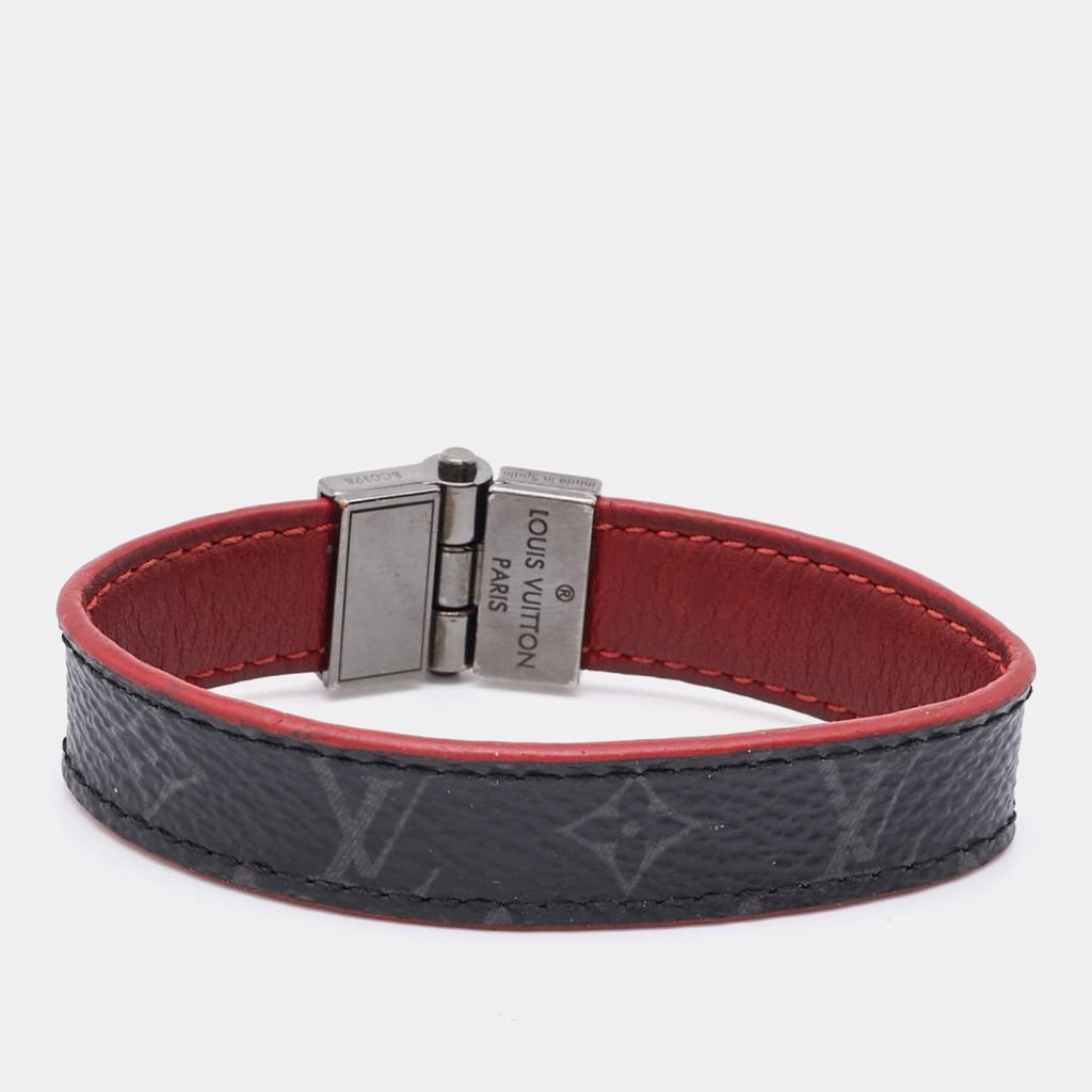 Louis Vuitton Louis Vuitton Canvas Leather Gunmetal Tone Reversible Wrap Bracelet