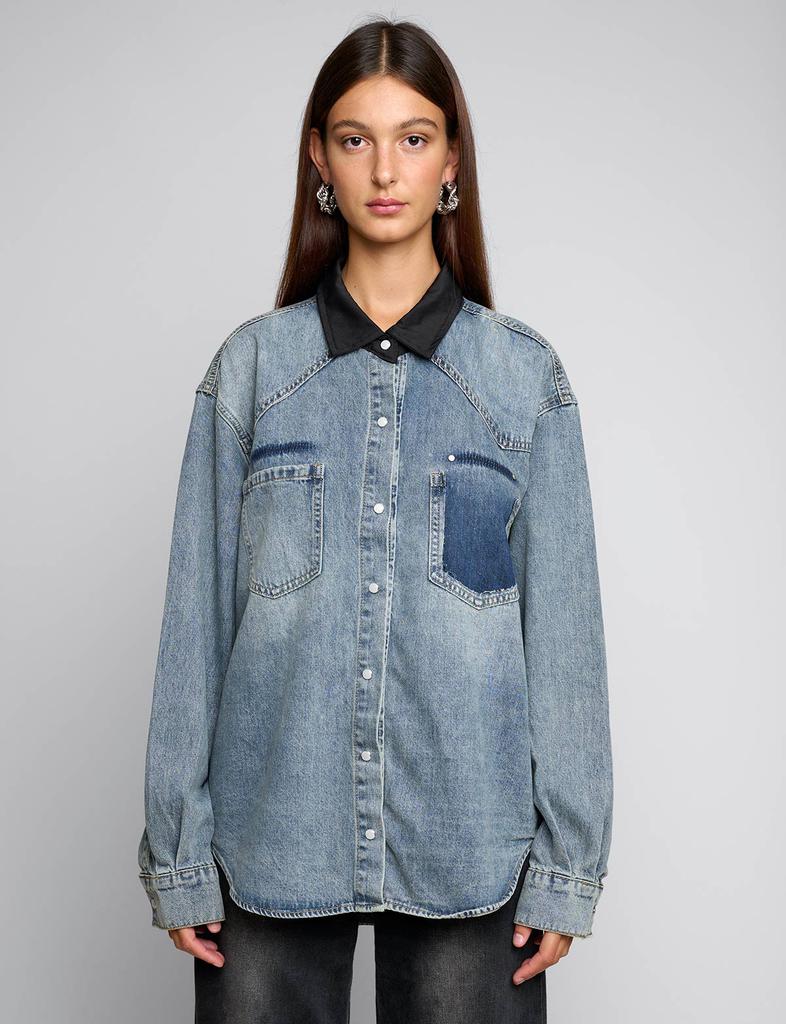 Pixie Market Two Tone Denim Shirt