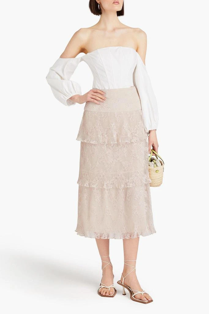 Zimmermann Tiered pleated lace midi skirt 2