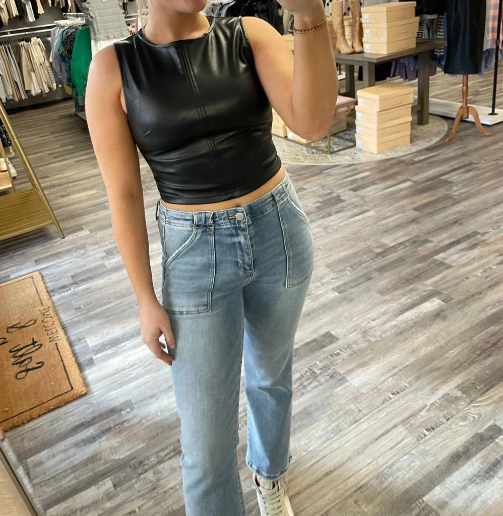 Blue Blush Blue Blush - Leather Sleeveless Top 4