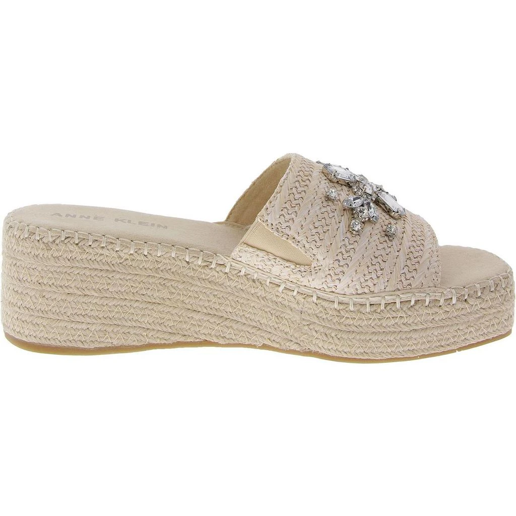 Anne Klein Crystal Womens Square Toe Wedge Slide Sandals 3