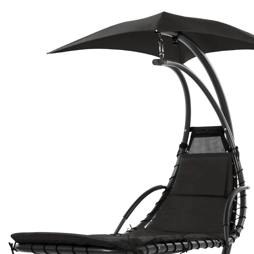 Hivvago Black Single Person Sturdy Modern Chaise Lounger Hammock Chair Porch Swing 4