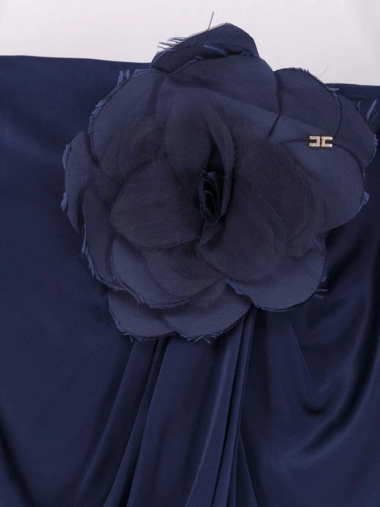 ELISABETTA FRANCHI Red Carpet glossy jersey fabric dress with flower 3