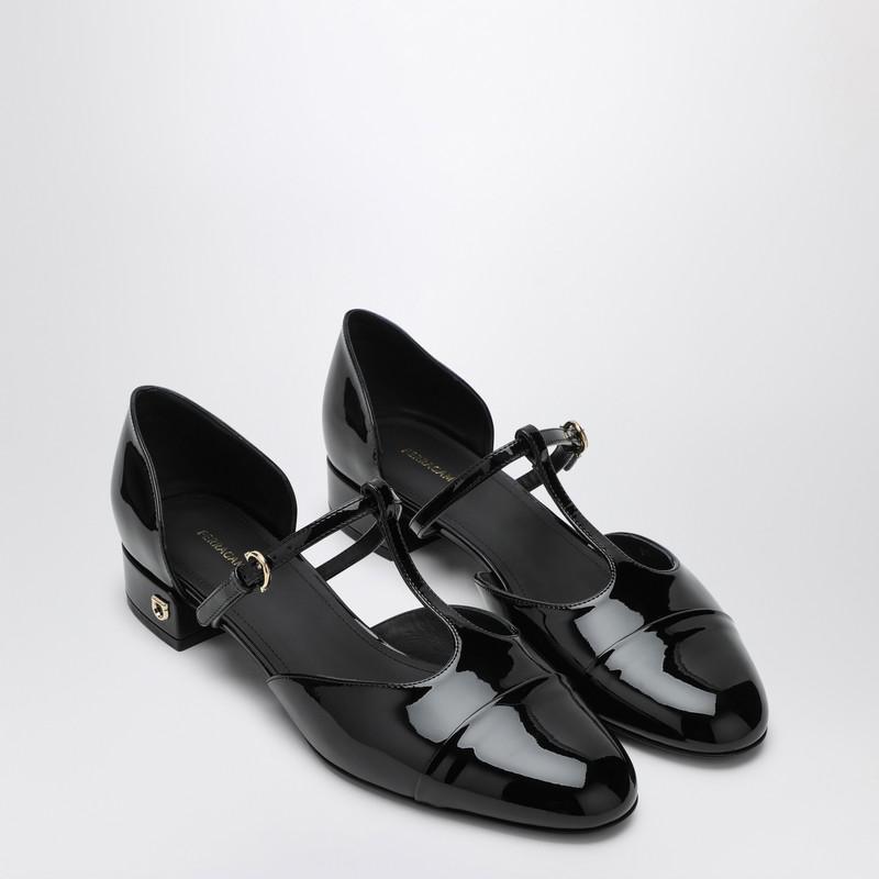 Salvatore Ferragamo Black patent leather Linette ballerina