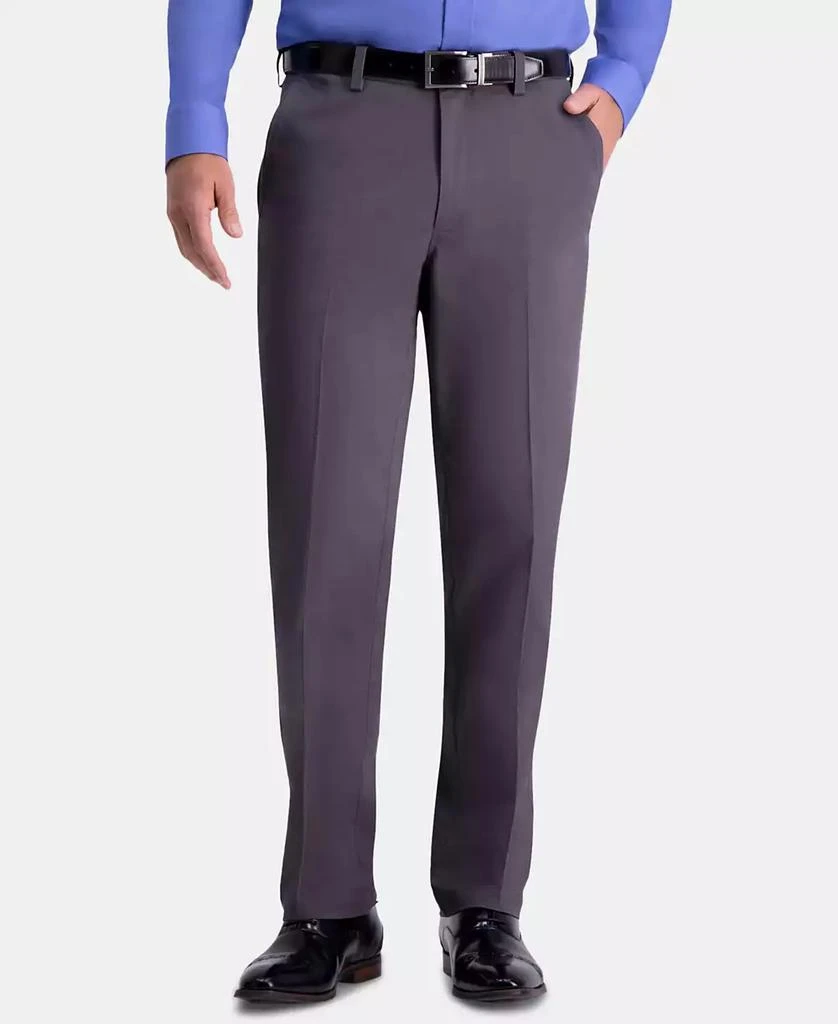 Haggar Men's Premium Comfort Khaki Classic-Fit 2-Way Stretch Wrinkle Resistant Flat Front Stretch Casual Pants 1