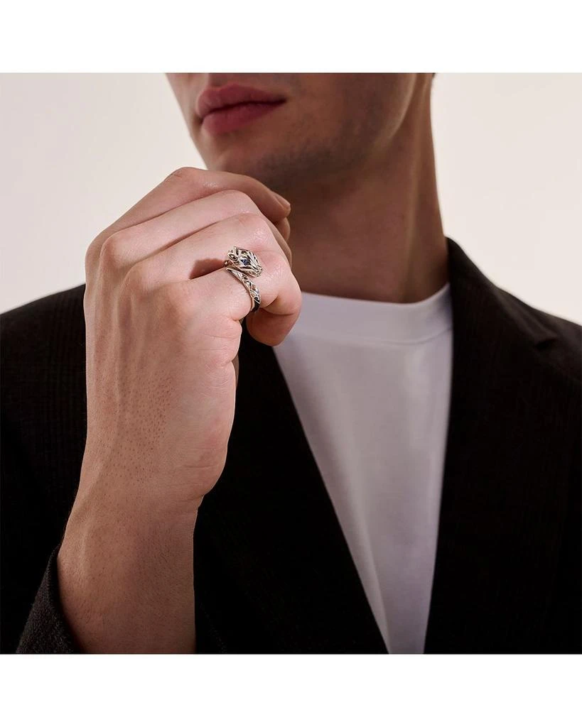 John Hardy Sterling Silver Naga Blue Sapphire Dragon Bypass Ring 2