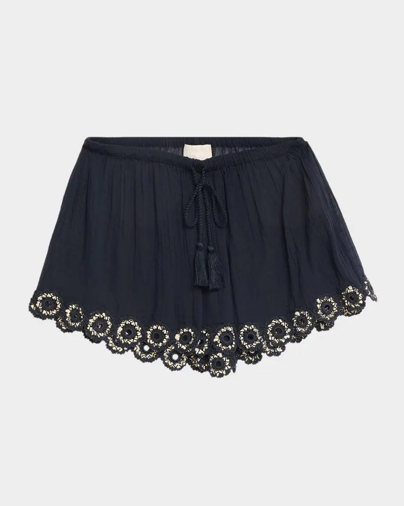 Ulla Johnson Liya Embroidered Gauze Coverup Shorts